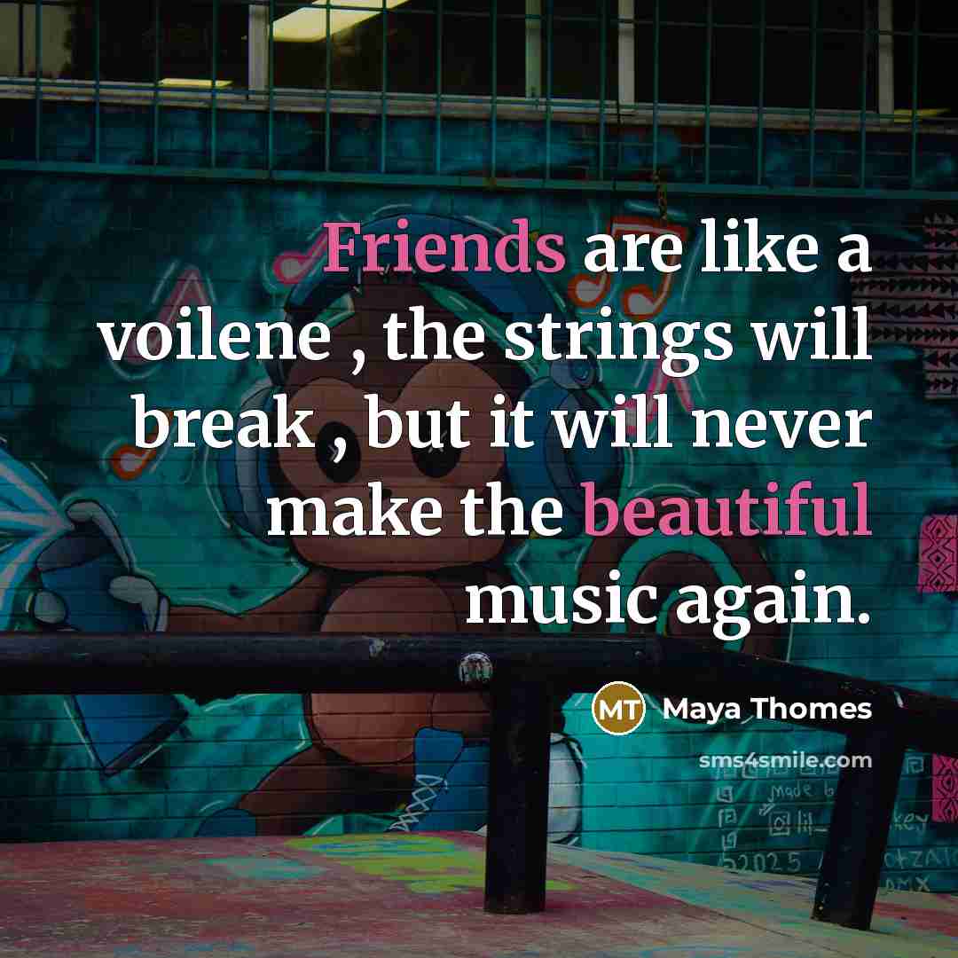 “Friends are like a voilene , the strings will break , but it will never make the beautiful music again.” quote by Maya Thomes