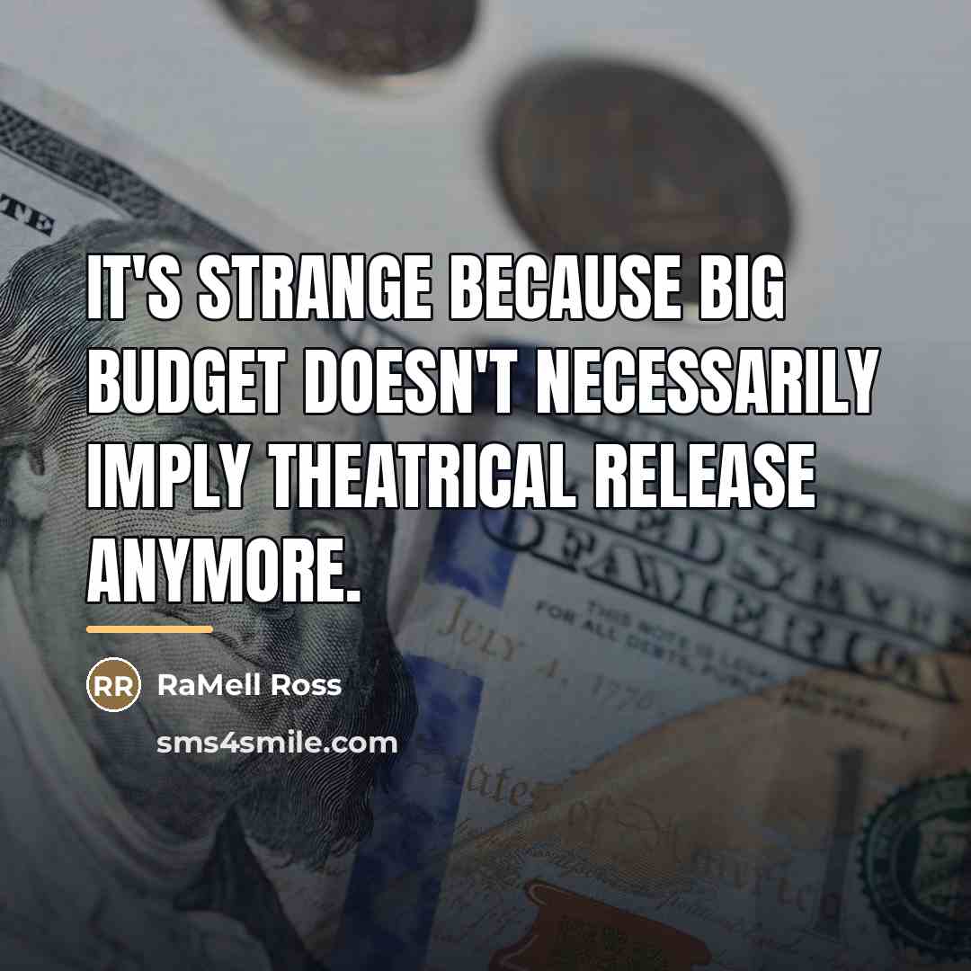 “It's strange because big budget doesn't necessarily imply theatrical release…” quote by RaMell Ross
