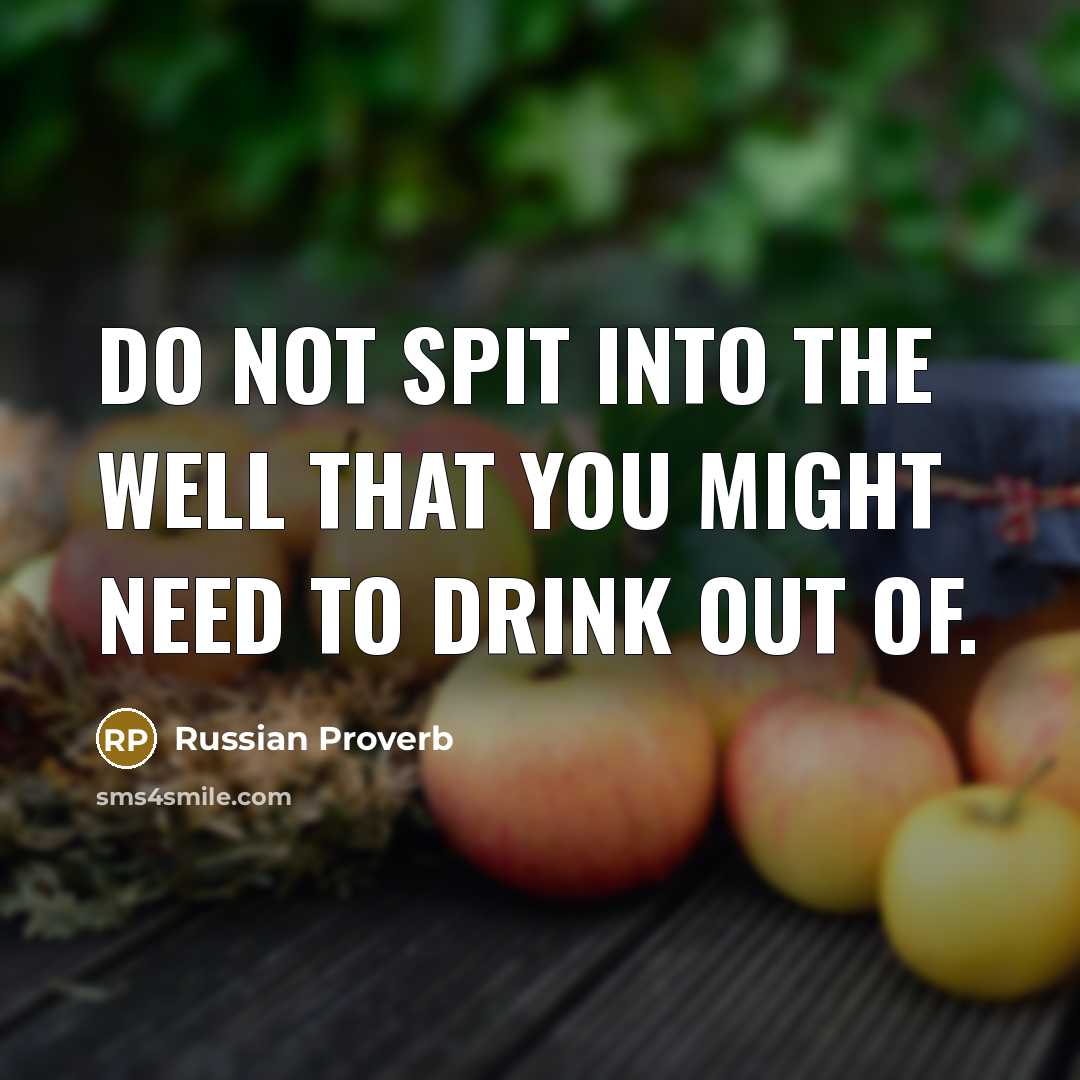 “Do not spit into the well that you might need…” quote by Russian Proverb
