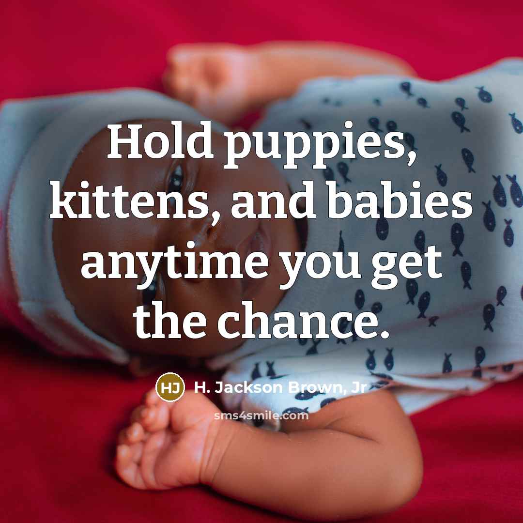 “Hold puppies, kittens, and babies anytime you get the chance.…” quote by H. Jackson Brown, Jr