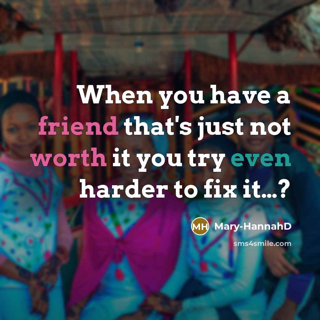 “When you have a friend that's just not worth it you try even harder to fix it…?” quote by Mary-HannahD