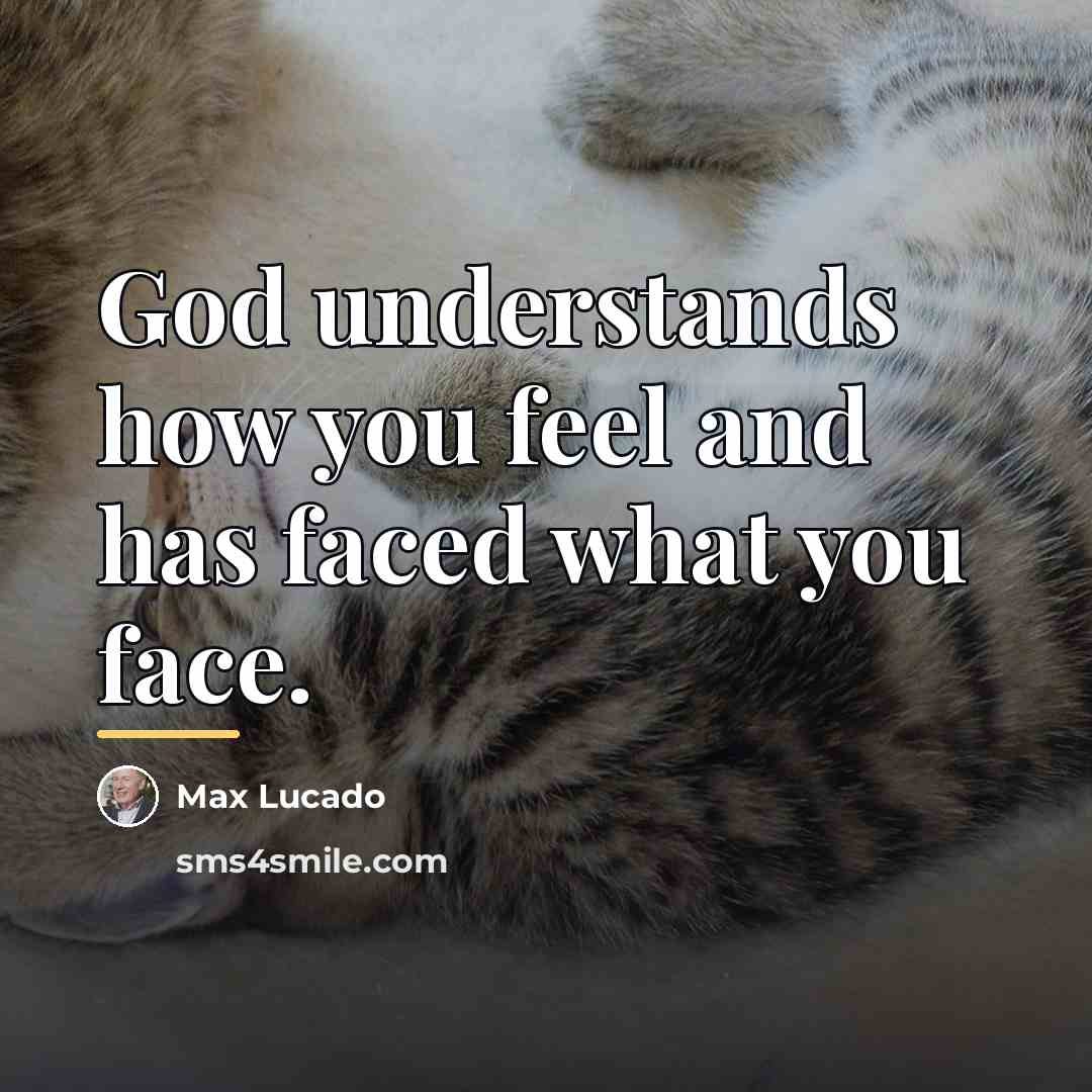 “God understands how you feel and has faced what you…” quote by Max Lucado