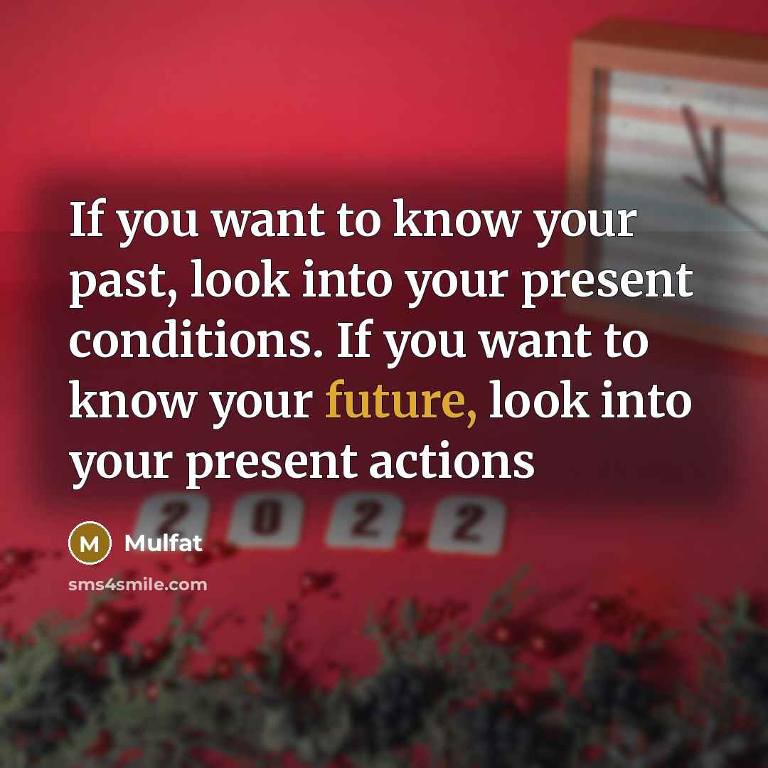 “If you want to know your past, look into your…” quote by Mulfat