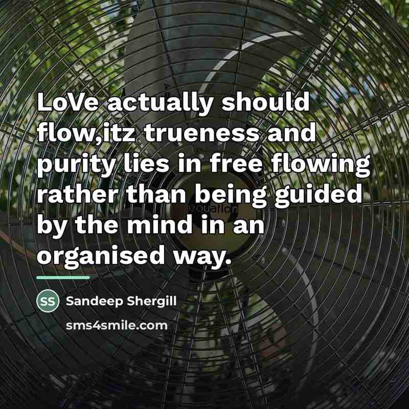 “LoVe actually should flow,itz trueness and purity lies in free…” quote by Sandeep Shergill