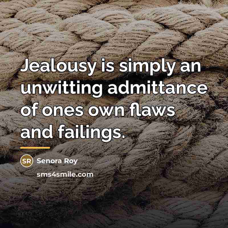 “Jealousy is simply an unwitting admittance of ones own flaws…” quote by Senora Roy
