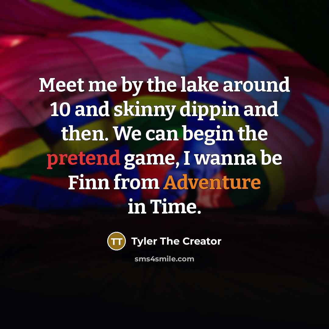 “Meet me by the lake around 10 and skinny dippin…” quote by Tyler The Creator
