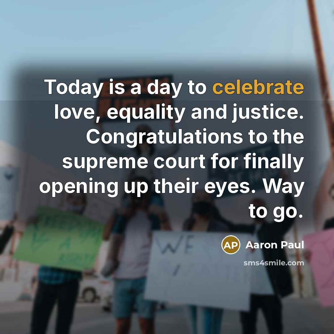 “Today is a day to celebrate love, equality and justice.…” quote by Aaron Paul