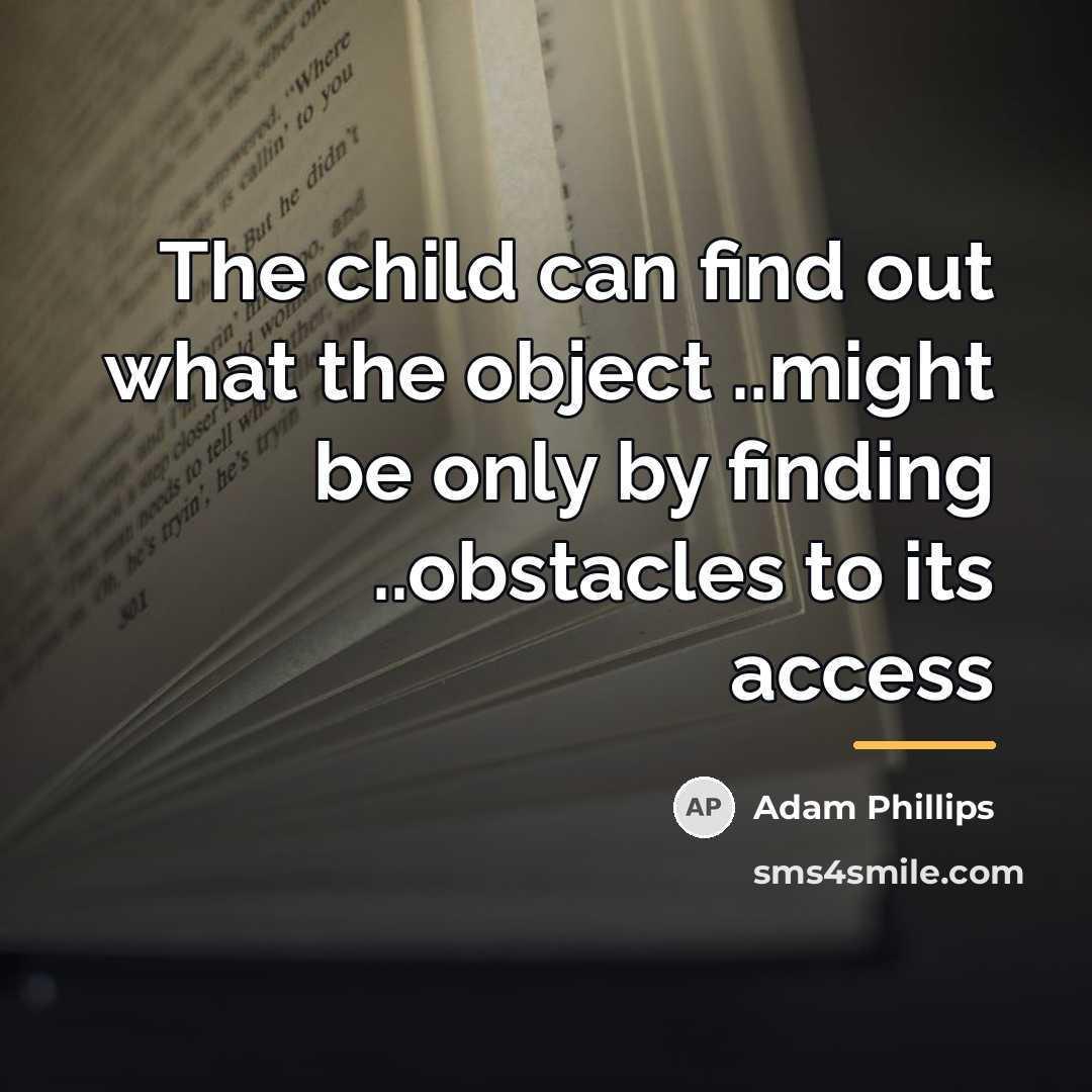 “The child can find out what the object ..might be…” quote by Adam Phillips