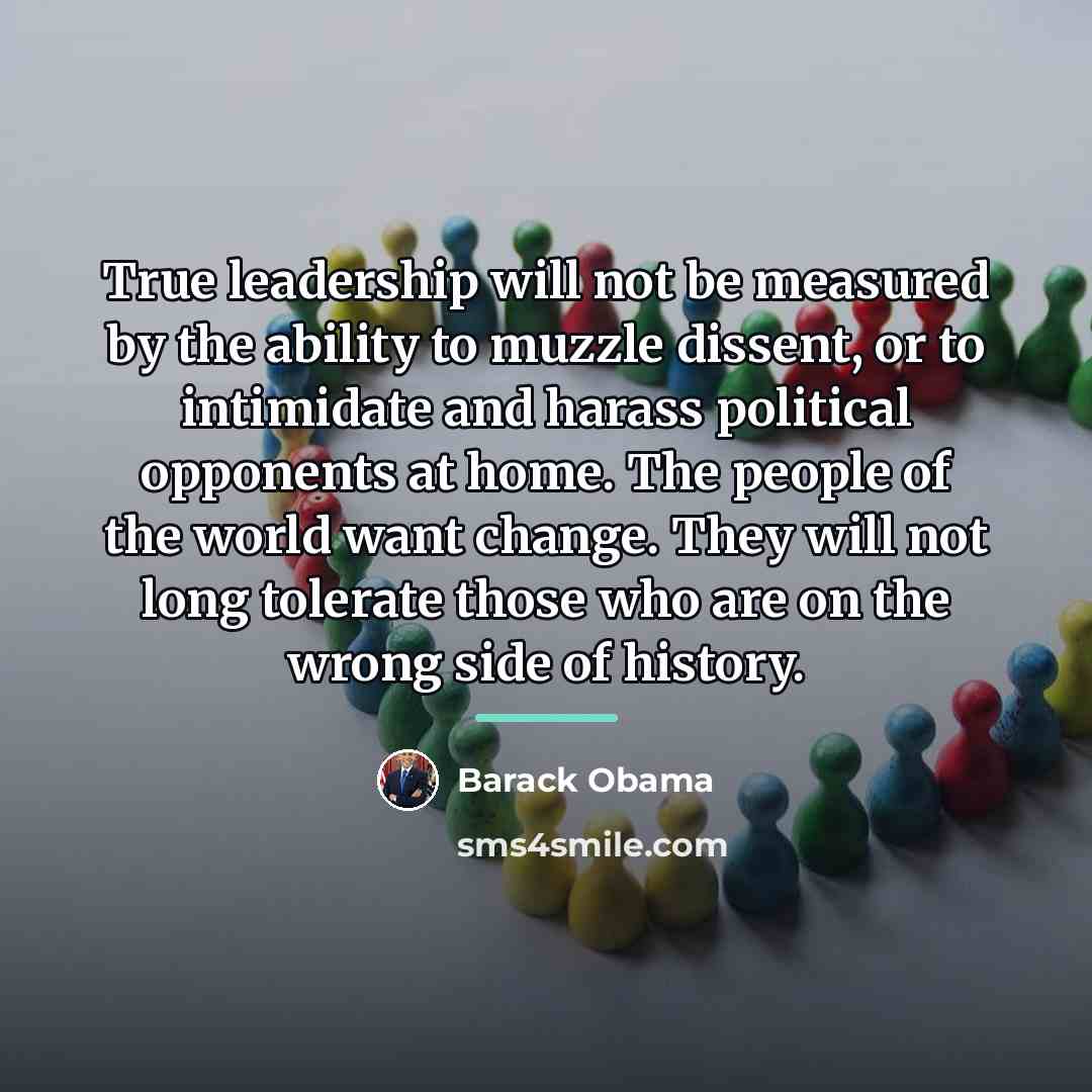“True leadership will not be measured by the ability to…” quote by Barack Obama