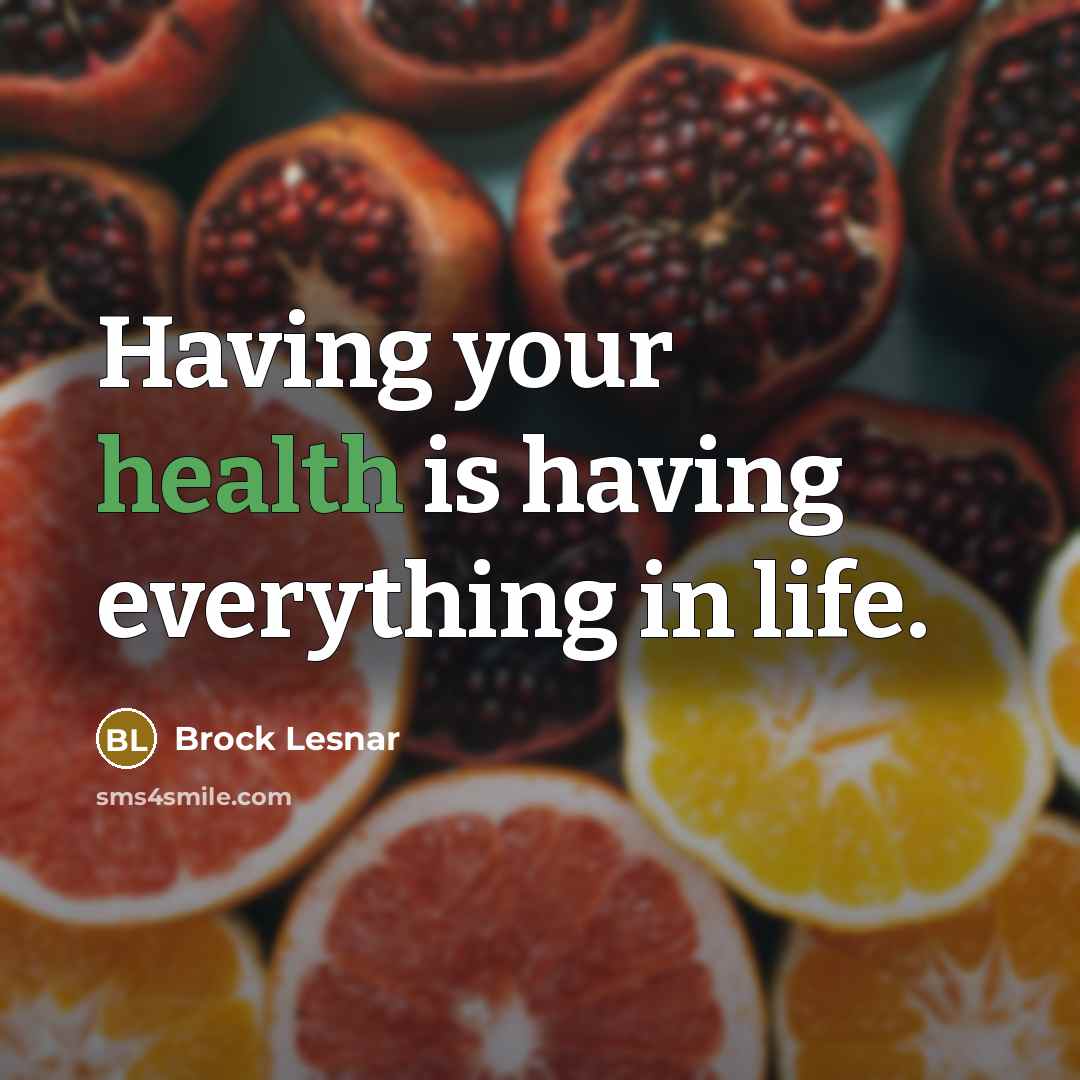 “Having your health is having everything in life.…” quote by Brock Lesnar