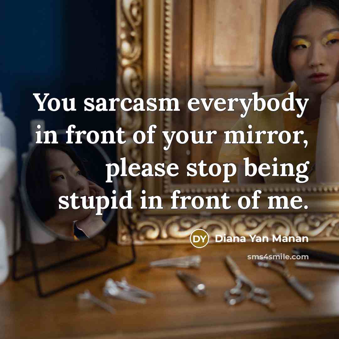 “You sarcasm everybody in front of your mirror, please stop…” quote by Diana Yan Manan