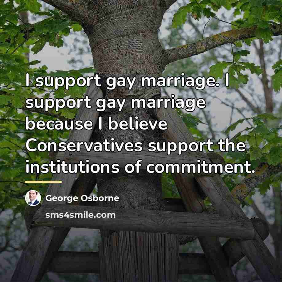 “I support gay marriage. I support gay marriage because I…” quote by George Osborne