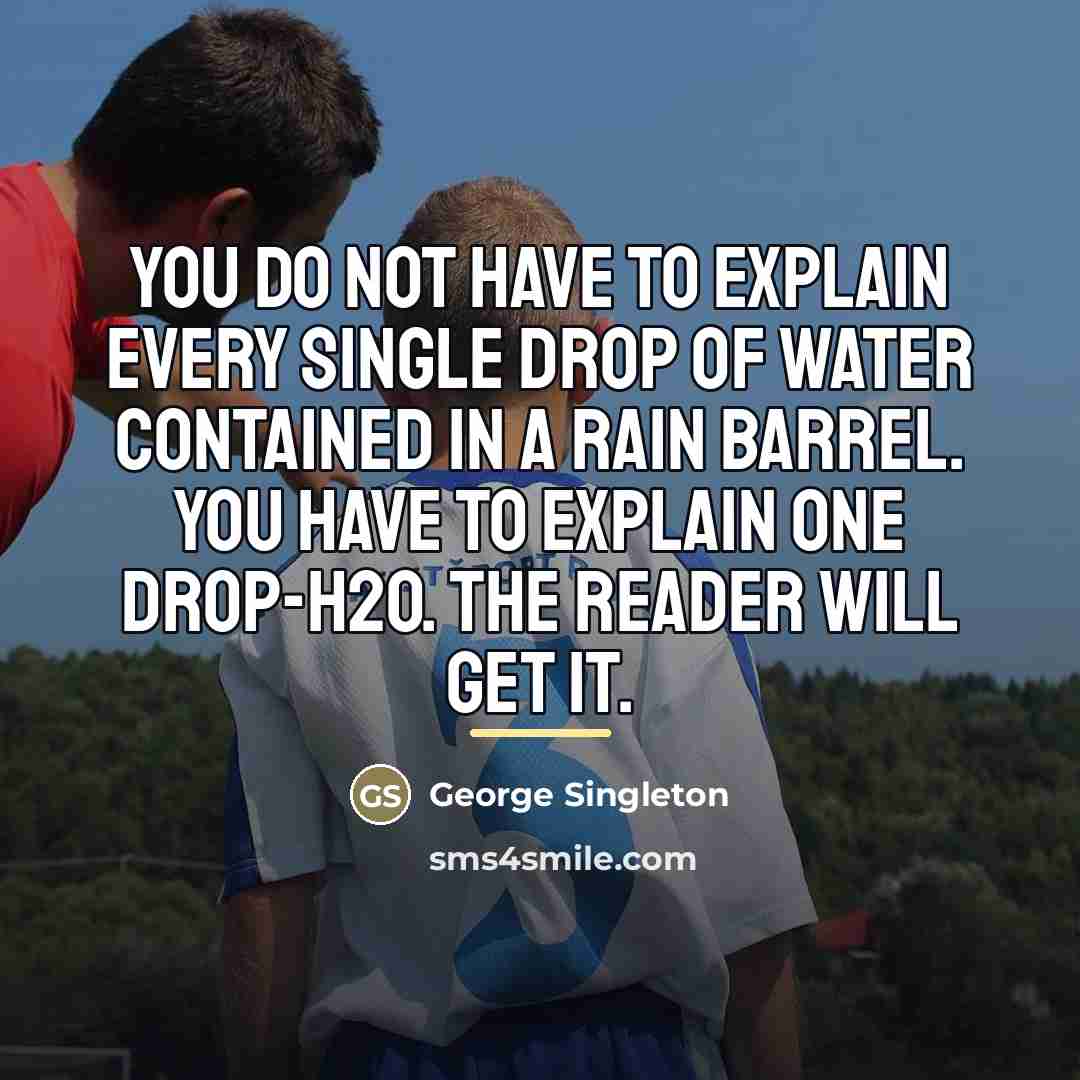 “You do not have to explain every single drop of…” quote by George Singleton