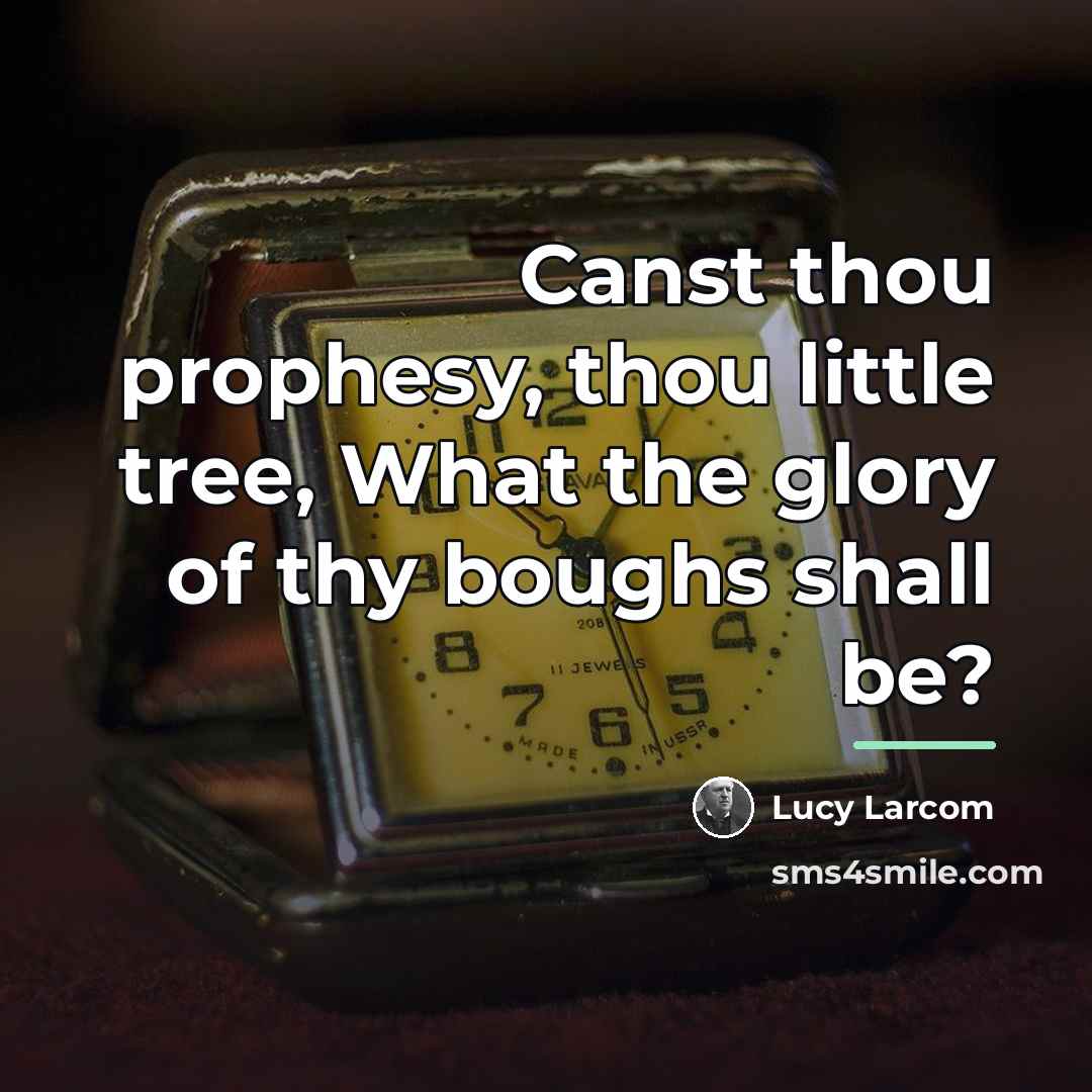 “Canst thou prophesy, thou little tree, What the glory of…” quote by Lucy Larcom