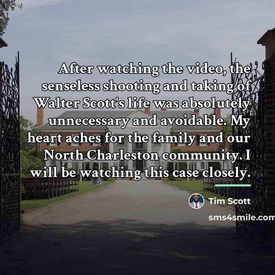 “After watching the video, the senseless shooting and taking of…” quote by Tim Scott