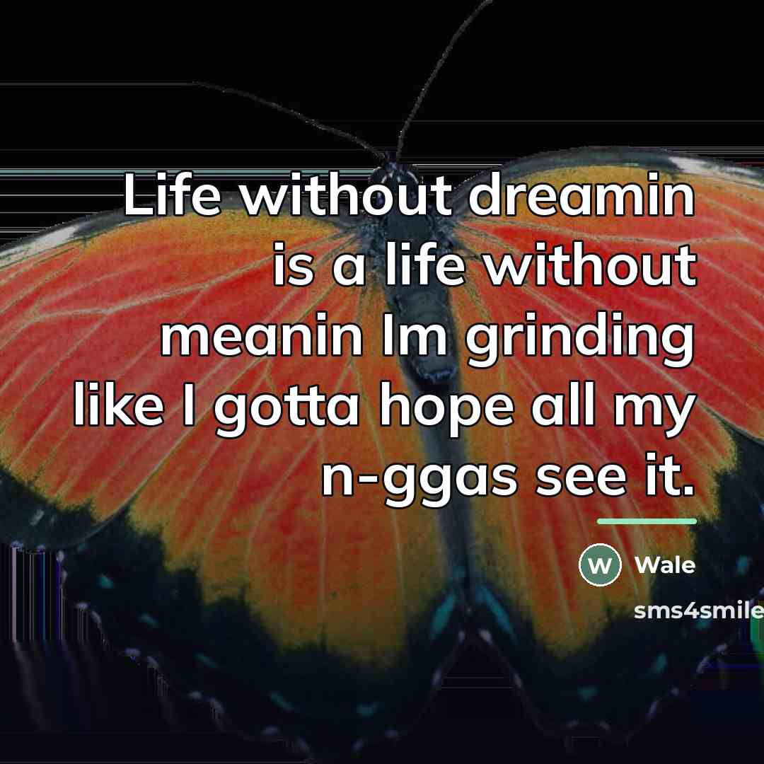 “Life without dreamin is a life without meanin Im grinding…” quote by Wale
