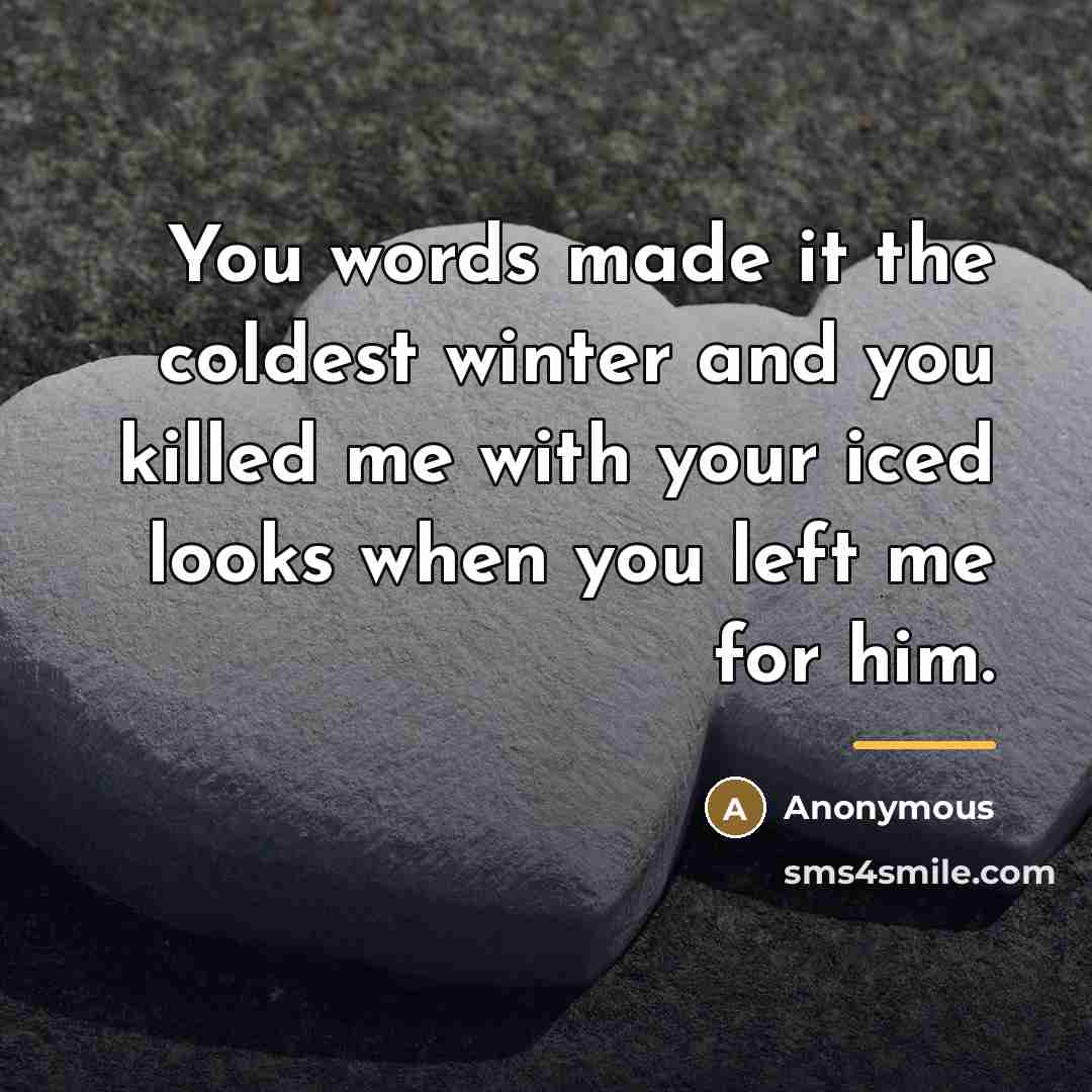 “You words made it the coldest winter and you killed…” quote by Anonymous