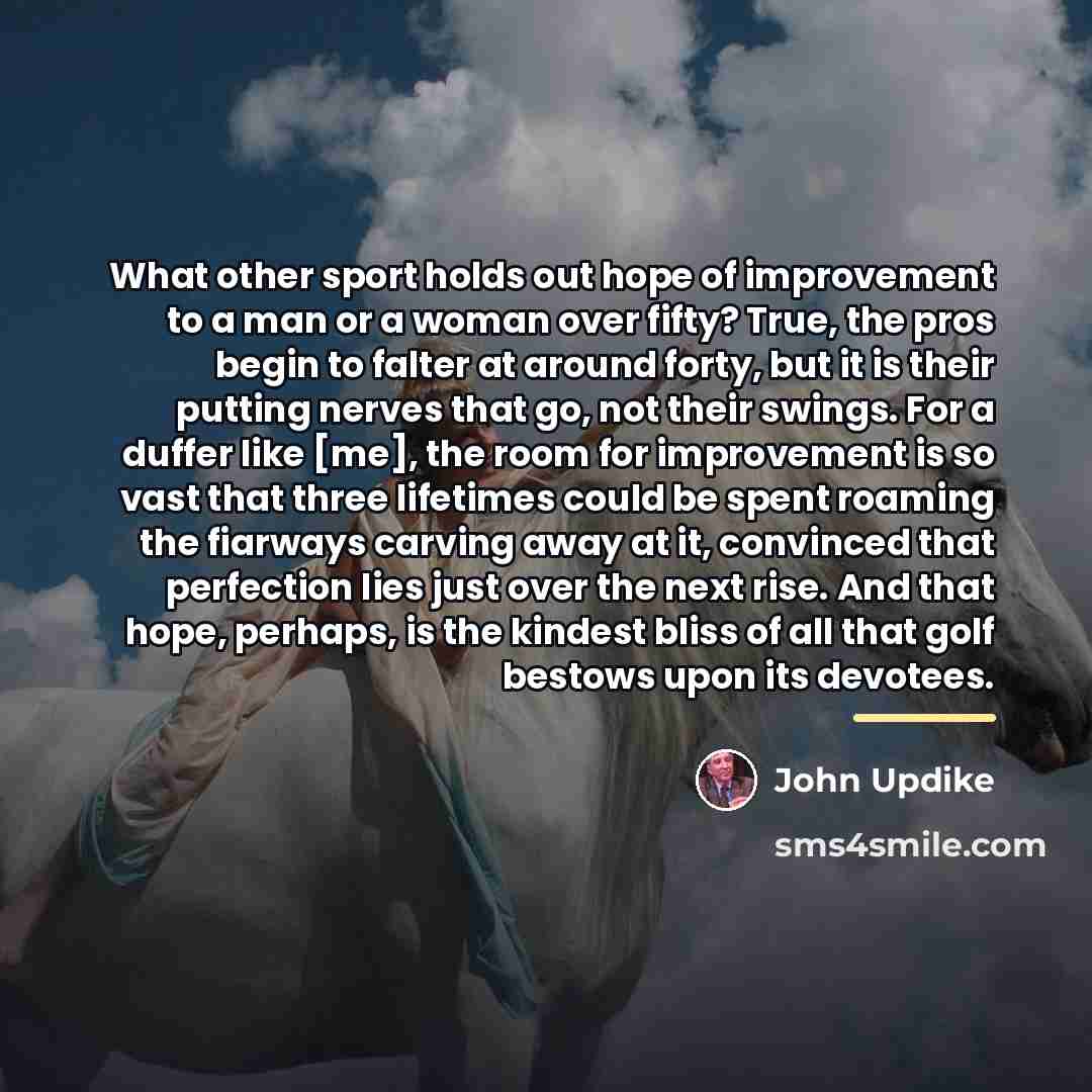 “What other sport holds out hope of improvement to a…” quote by John Updike