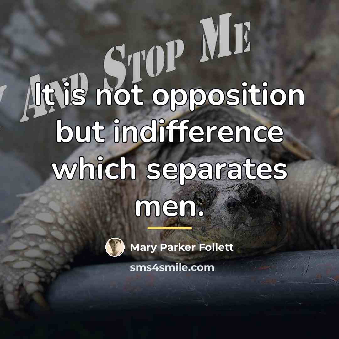 “It is not opposition but indifference which separates men.…” quote by Mary Parker Follett