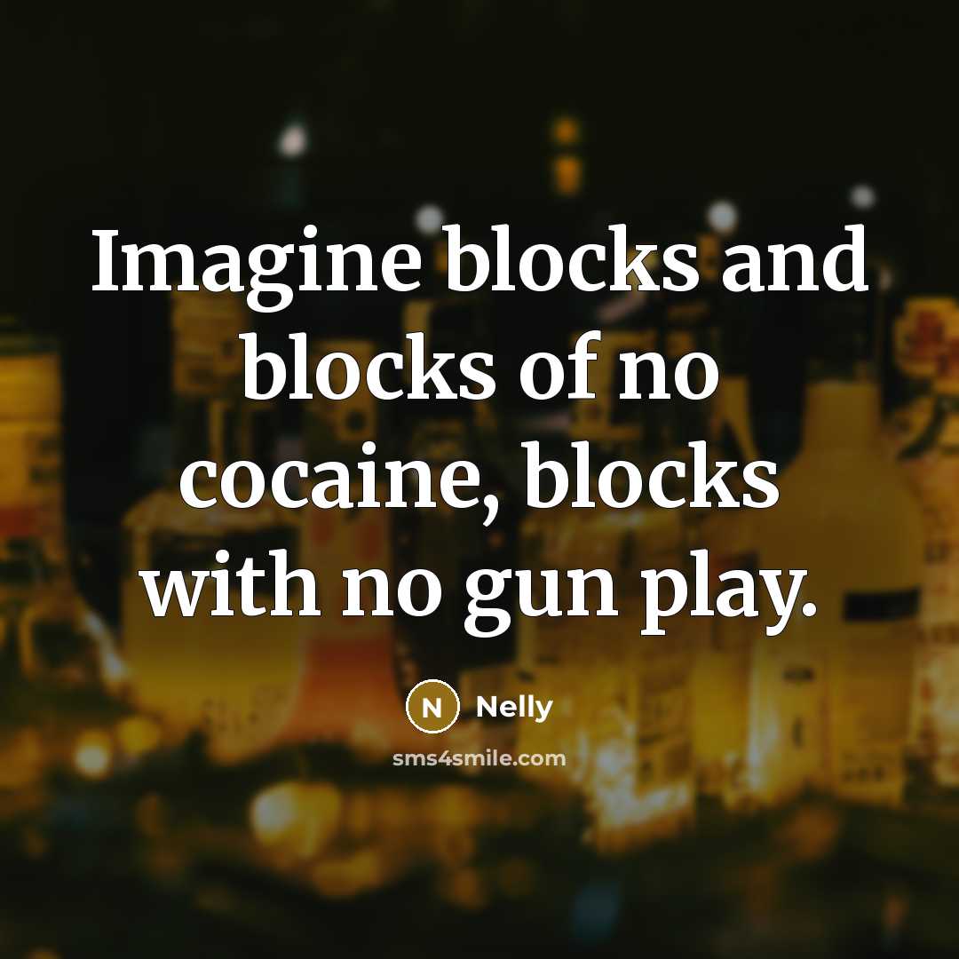 “Imagine blocks and blocks of no cocaine, blocks with no…” quote by Nelly