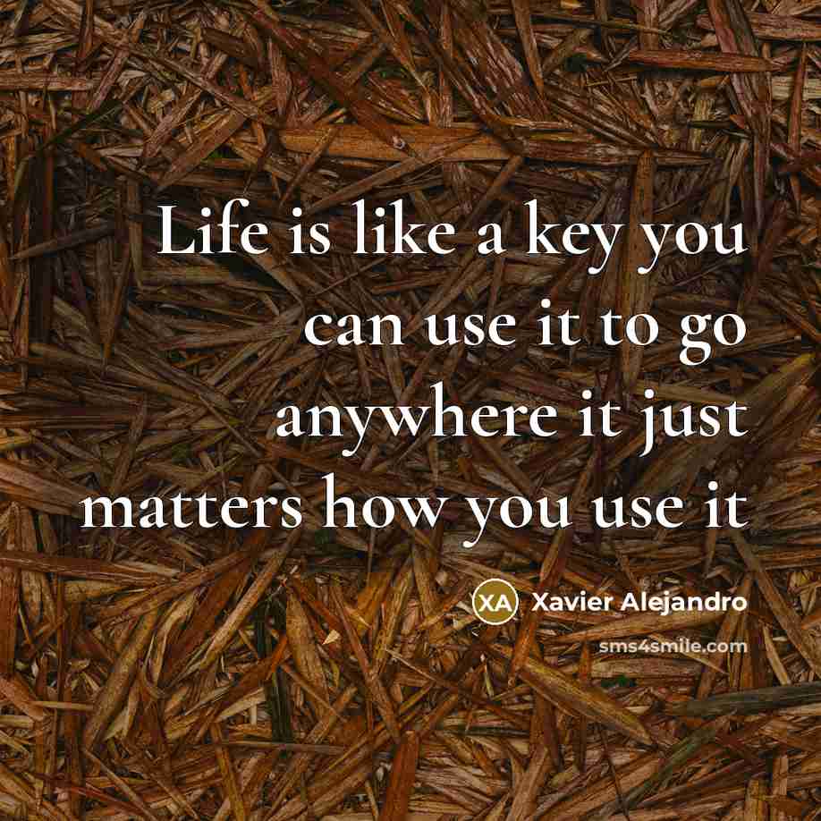 “Life is like a key you can use it to go anywhere it just matters how you use it” quote by Xavier Alejandro