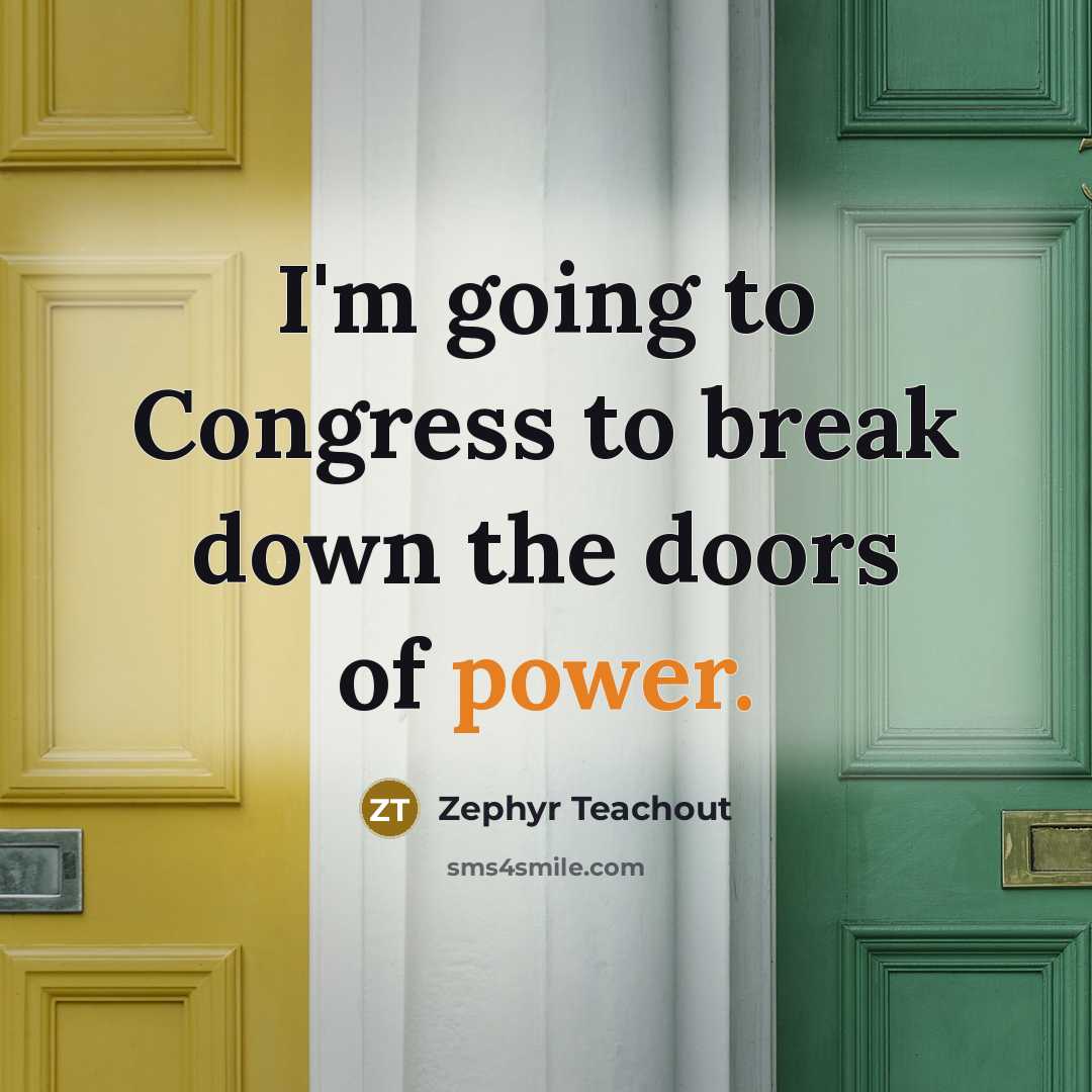 “I'm going to Congress to break down the doors of…” quote by Zephyr Teachout