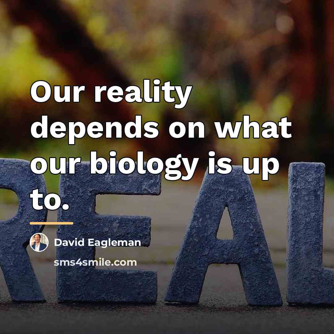 “Our reality depends on what our biology is up to.…” quote by David Eagleman