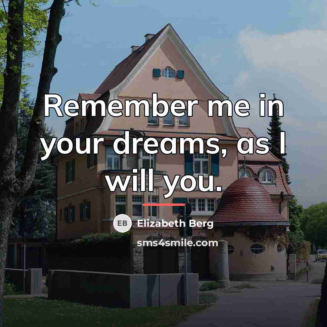 “Remember me in your dreams, as I will you.…” quote by Elizabeth Berg