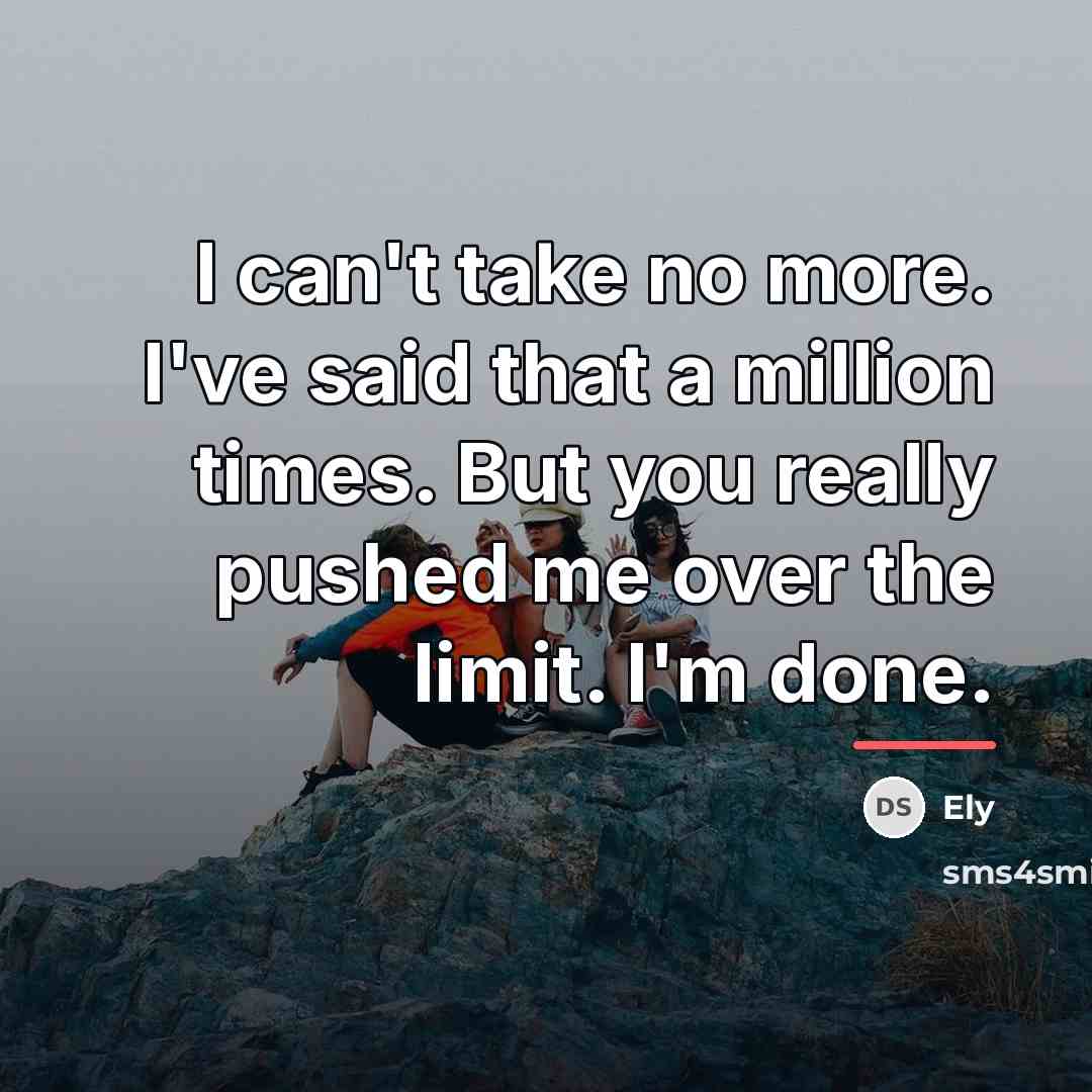 “I can't take no more. I've said that a million…” quote by Ely