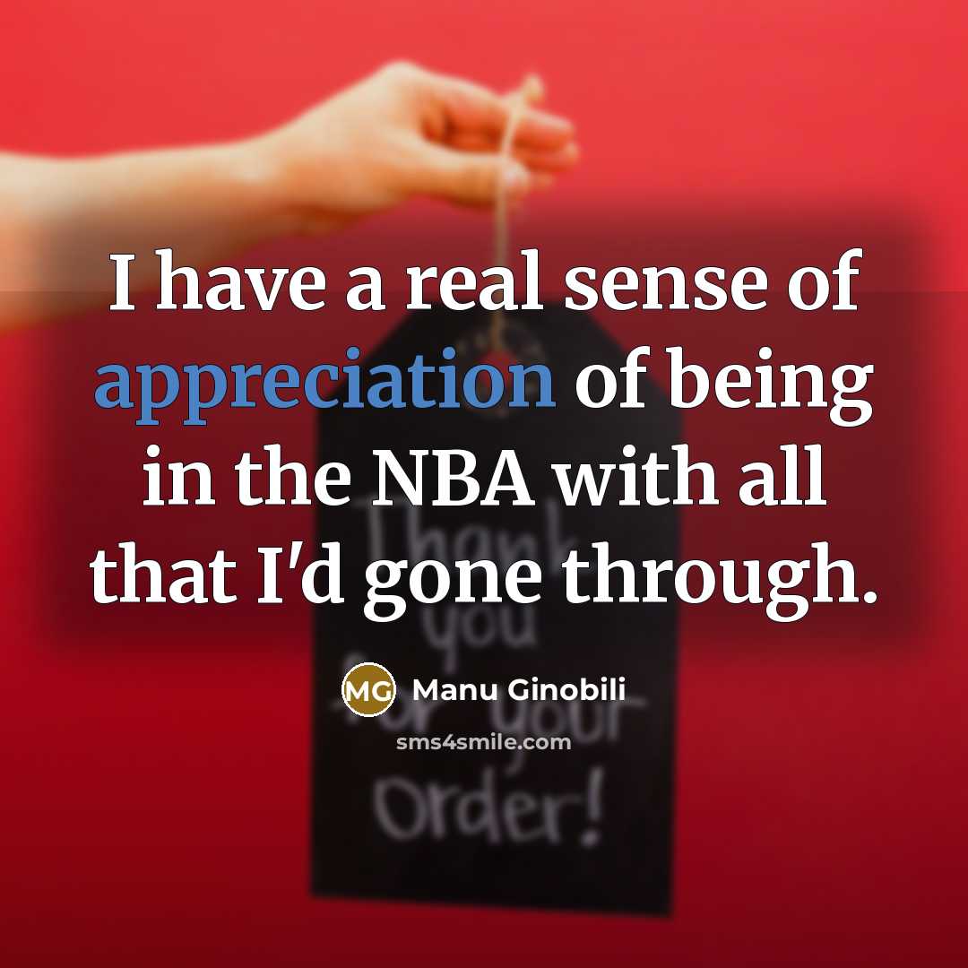 “I have a real sense of appreciation of being in…” quote by Manu Ginobili