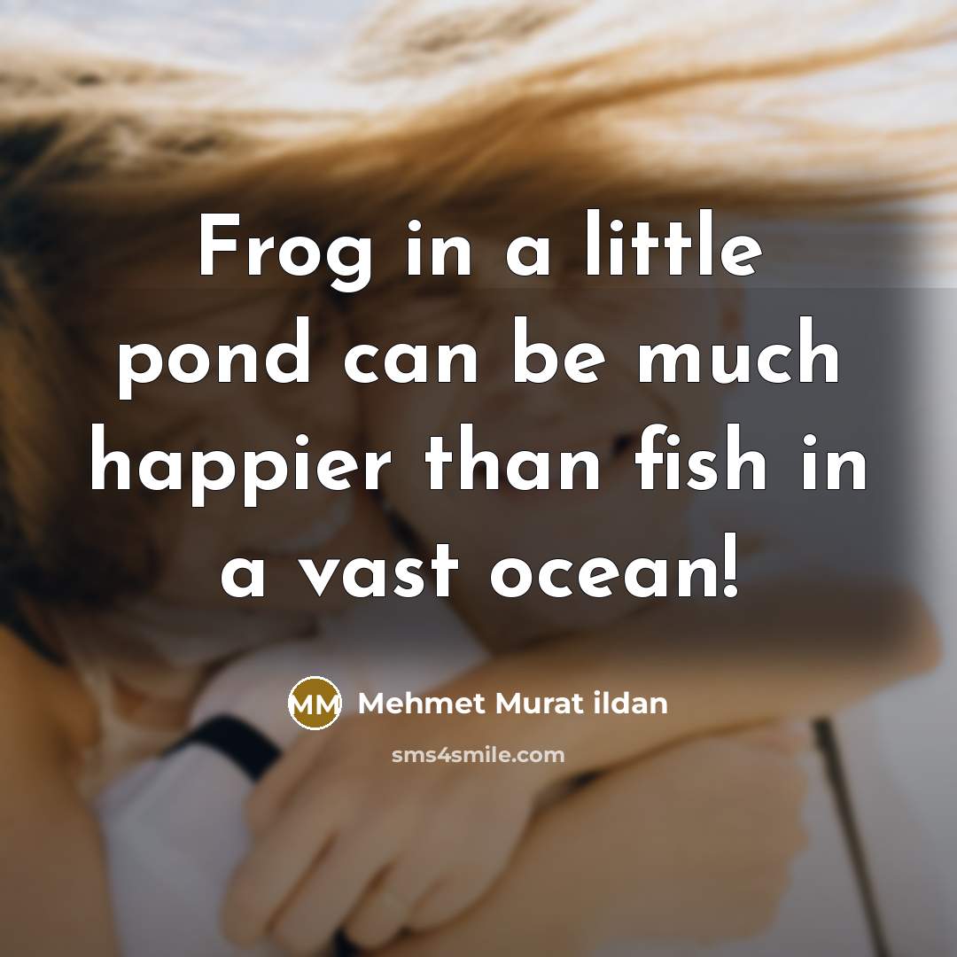 “Frog in a little pond can be much happier than…” quote by Mehmet Murat Ildan