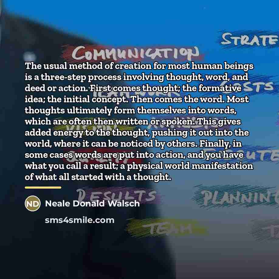 “The usual method of creation for most human beings is…” quote by Neale Donald Walsch