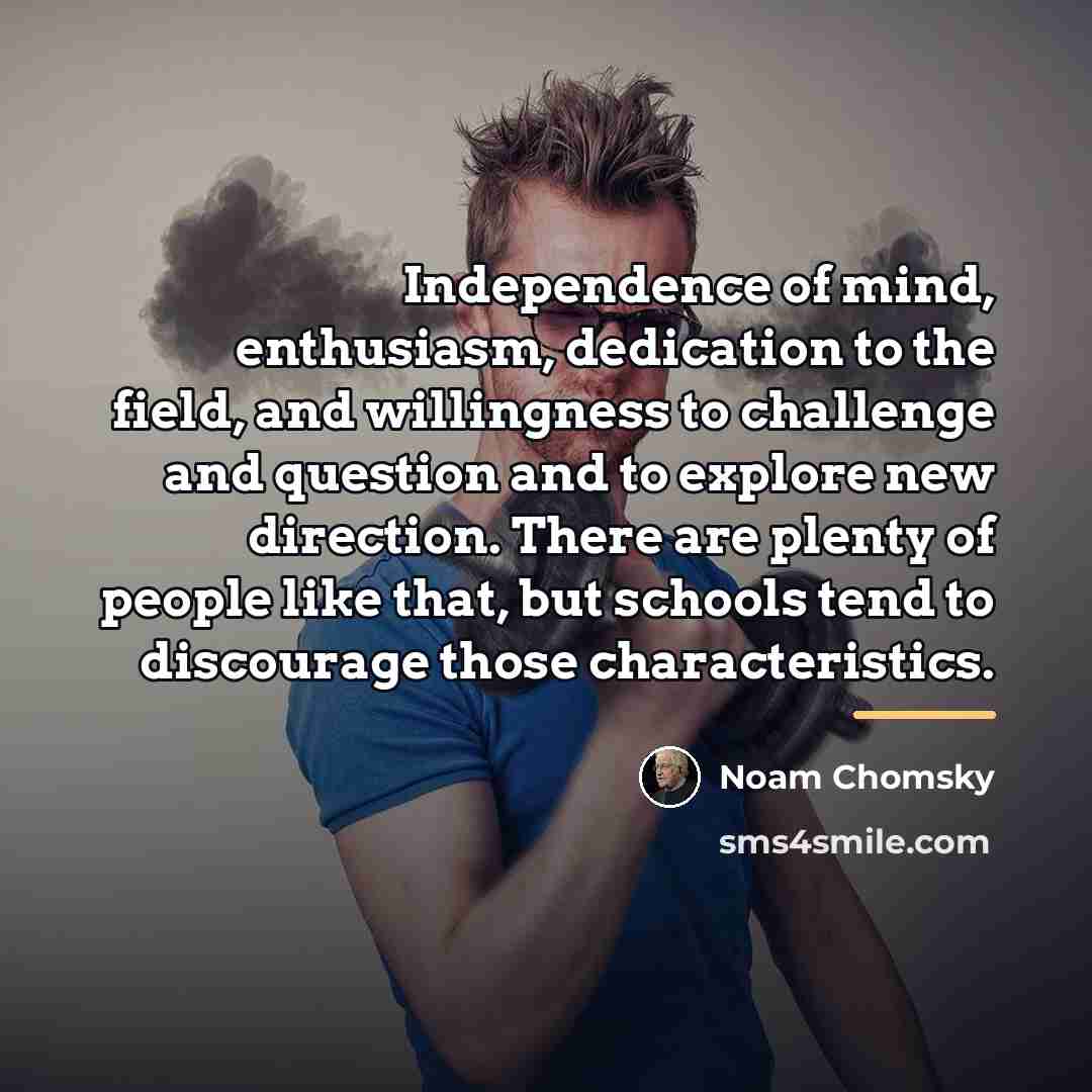 “Independence of mind, enthusiasm, dedication to the field, and willingness…” quote by Noam Chomsky