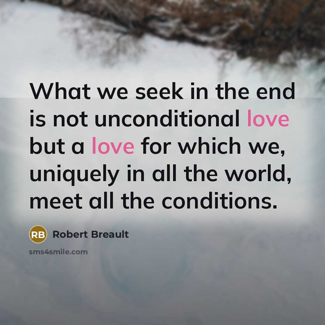 “What we seek in the end is not unconditional love…” quote by Robert Breault