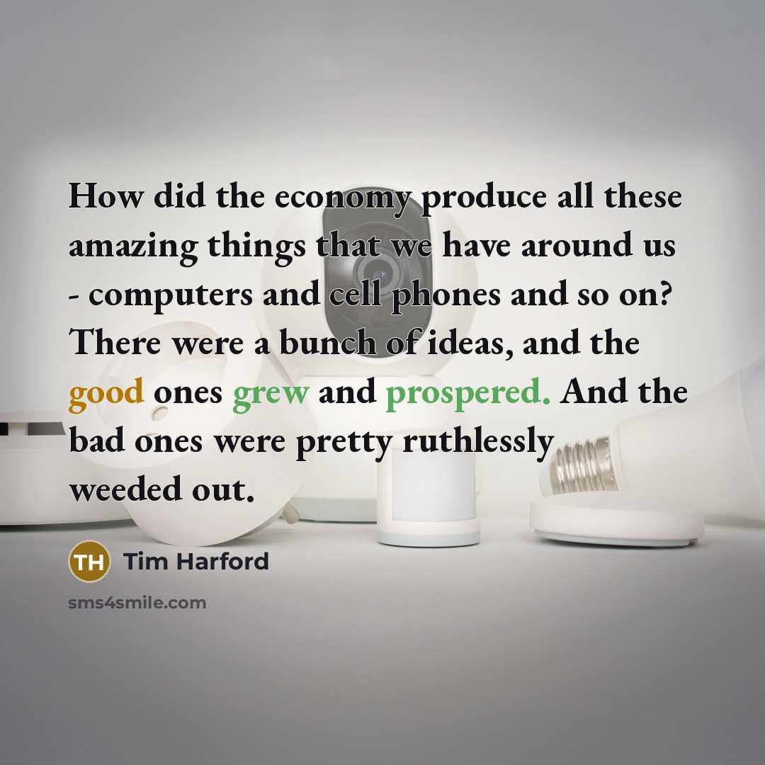 “How did the economy produce all these amazing things that…” quote by Tim Harford