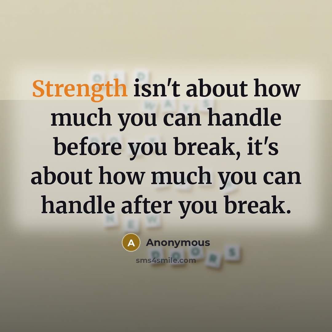 “Strength isn't about how much you can handle before you…” quote by Anonymous