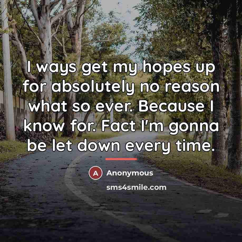 “I ways get my hopes up for absolutely no reason…” quote by Anonymous