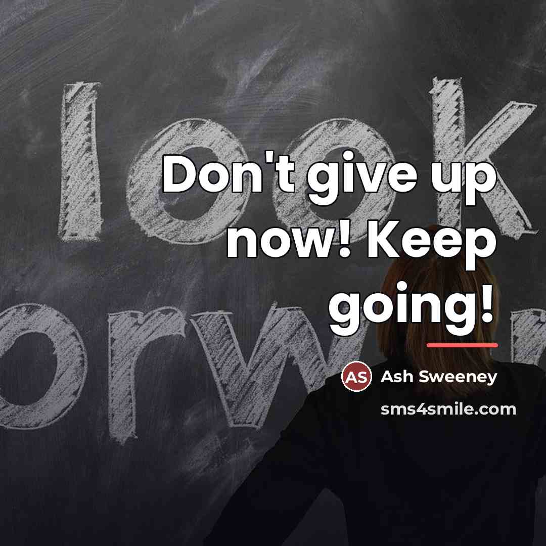“Don't give up now! Keep going!…” quote by Ash Sweeney