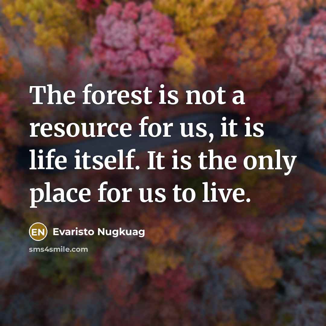 “The forest is not a resource for us, it is life itself. It is the only place for us to live.” quote by Evaristo Nugkuag