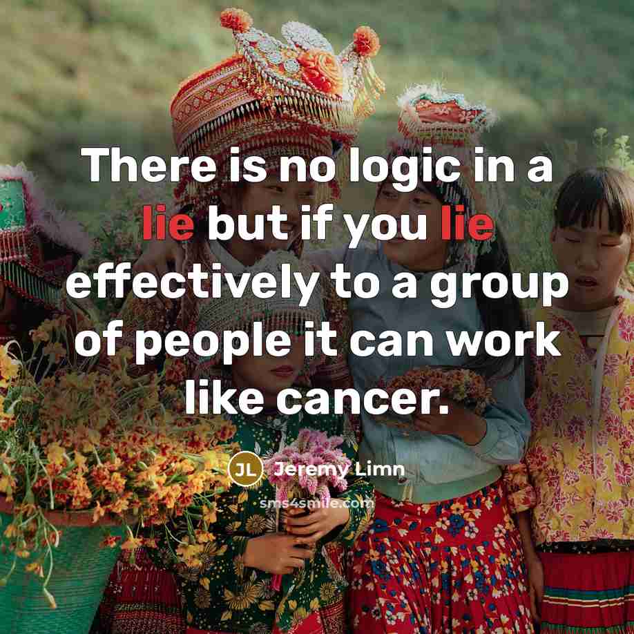 “There is no logic in a lie but if you…” quote by Jeremy Limn