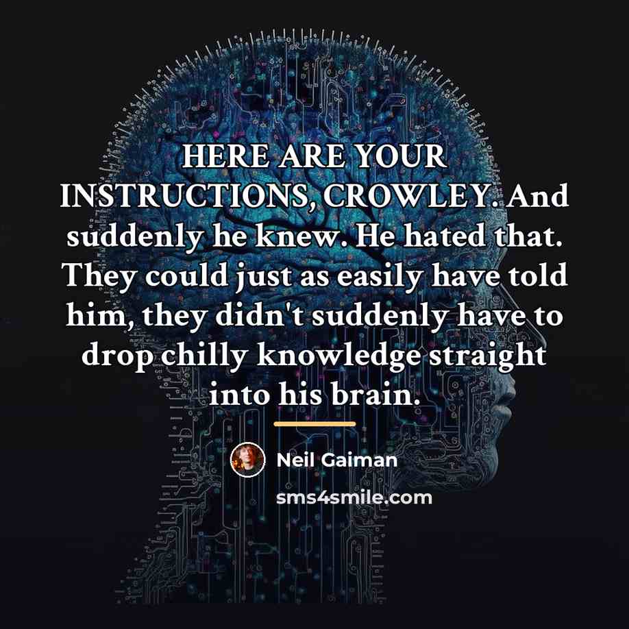 “HERE ARE YOUR INSTRUCTIONS, CROWLEY. And suddenly he knew. He…” quote by Neil Gaiman