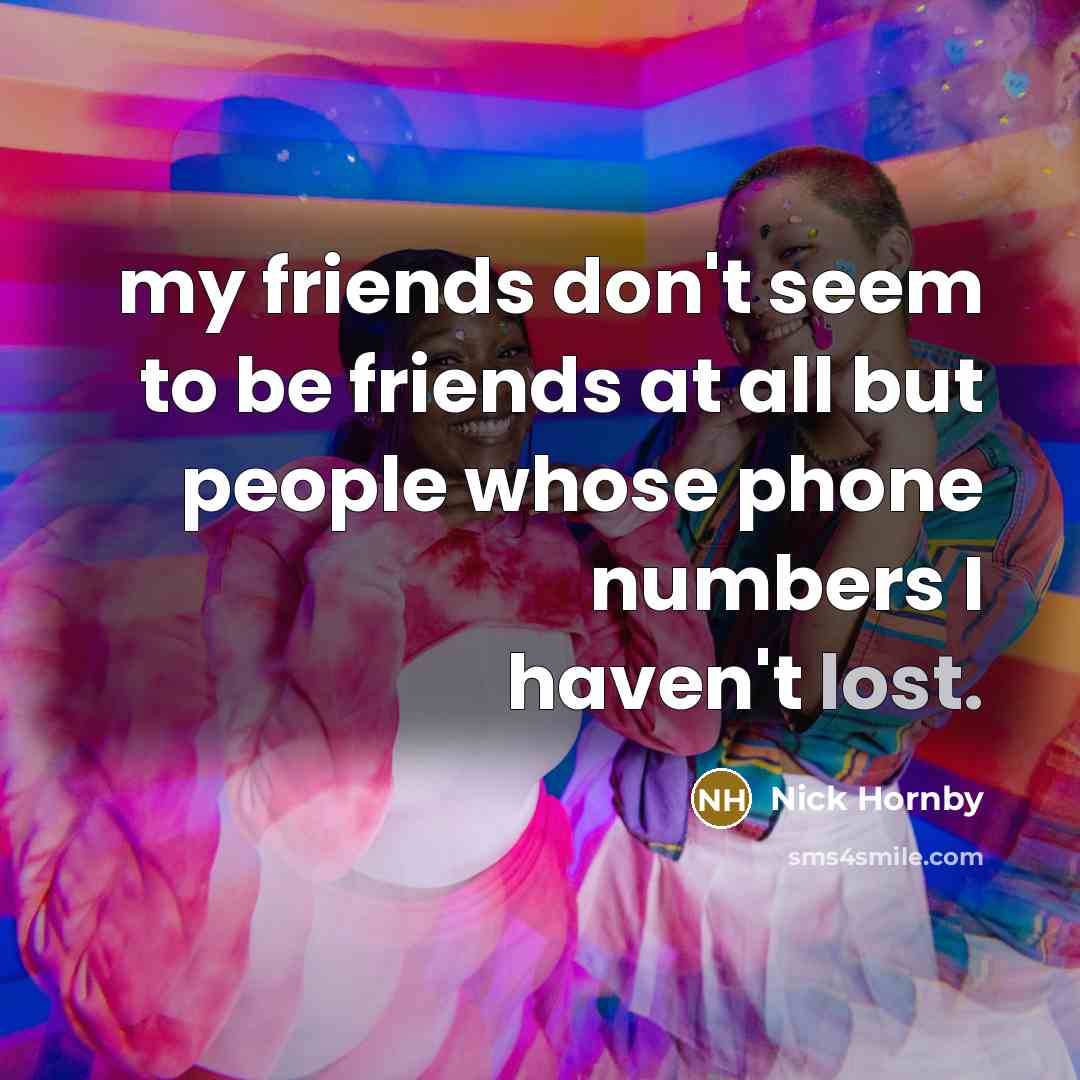 “my friends don't seem to be friends at all but…” quote by Nick Hornby