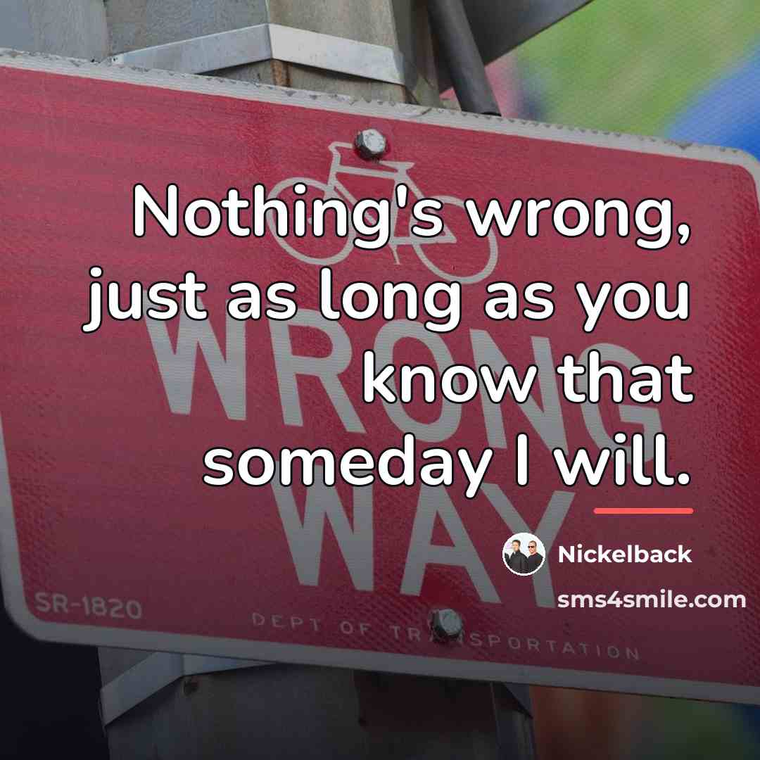 “Nothing's wrong, just as long as you know that someday…” quote by Nickelback