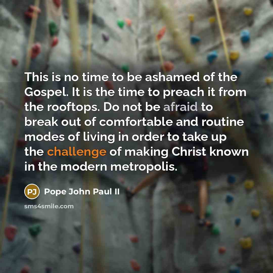 “This is no time to be ashamed of the Gospel.…” quote by Pope John Paul II