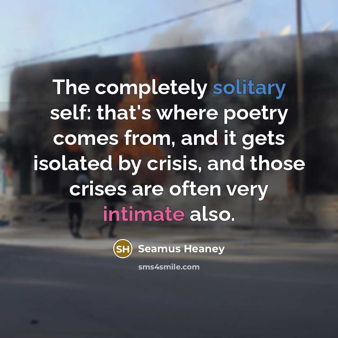 “The completely solitary self: that's where poetry comes from, and…” quote by Seamus Heaney