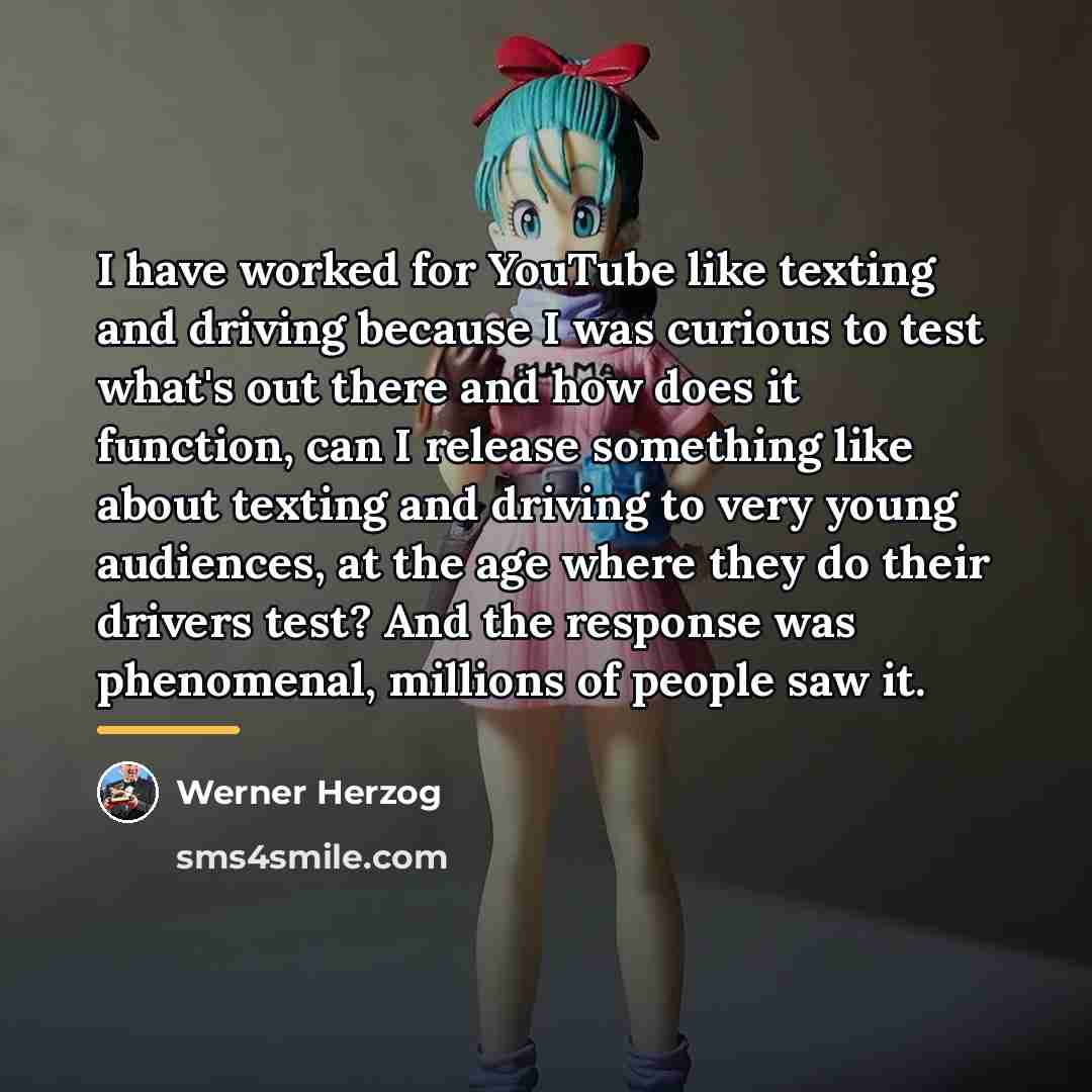 “I have worked for YouTube like texting and driving because…” quote by Werner Herzog