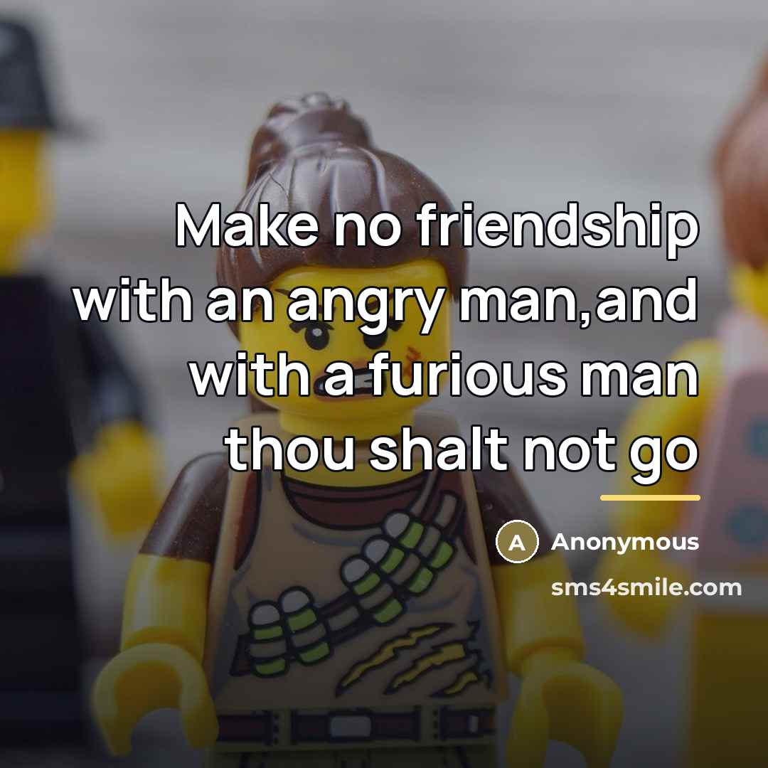 “Make no friendship with an angry man,and with a furious…” quote by Anonymous
