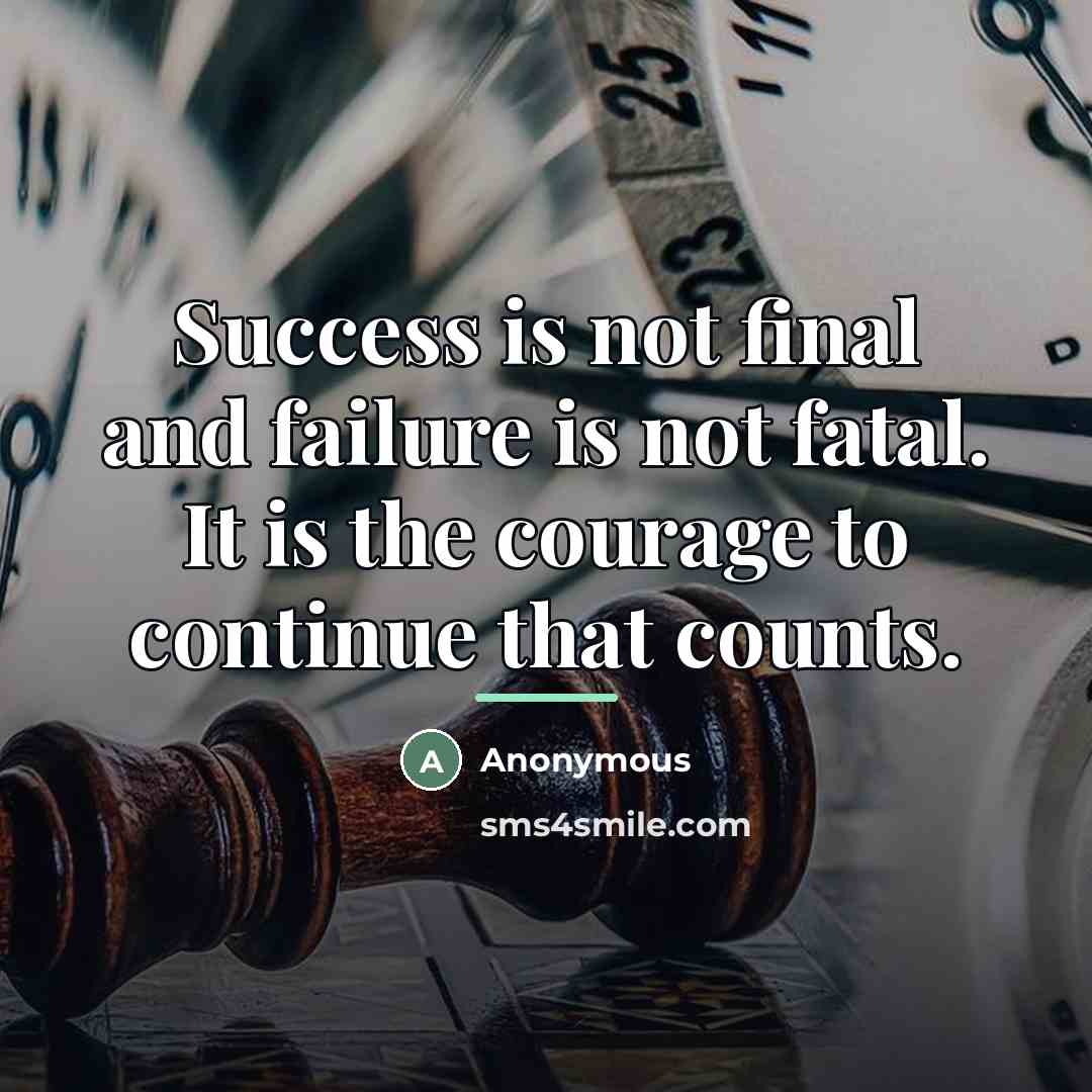 “Success is not final and failure is not fatal. It…” quote by Anonymous