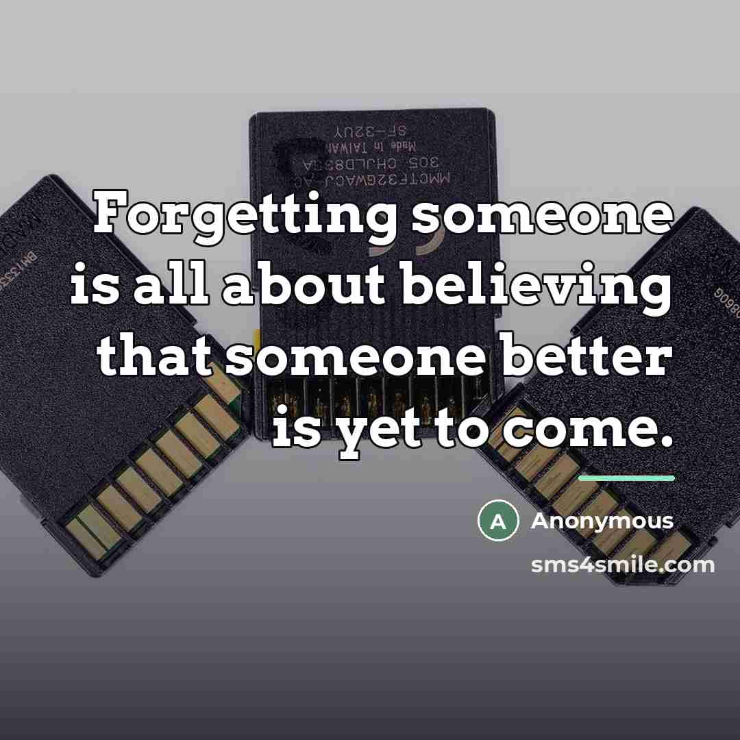 “Forgetting someone is all about believing that someone better is…” quote by Anonymous