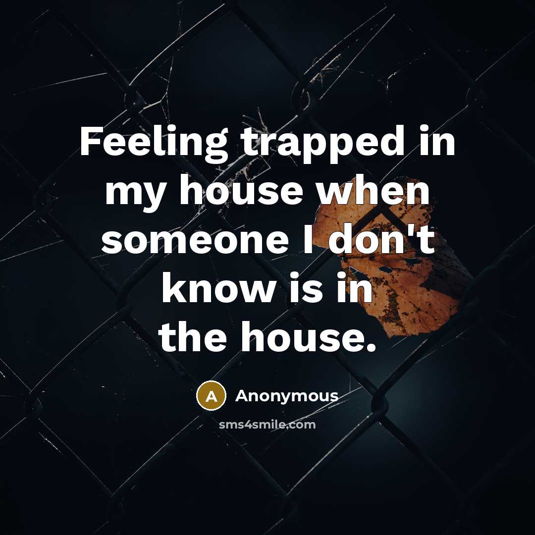 “Feeling trapped in my house when someone I don't know is in the house.” quote by Anonymous